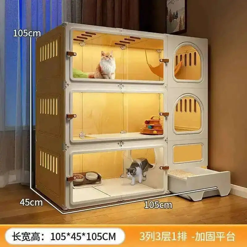 Luxury Cat Cage Cats Litter Box Integrated Cat House Minimalist Large Free Space Household Indoor Cages for Cats