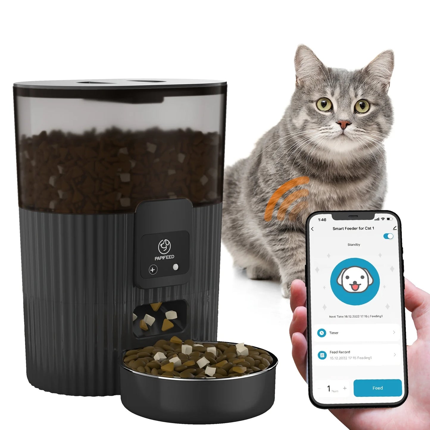 Cat automatic feeder dog fixed feeding machine cat food dog food wifi remote smart cat pet food dispenser