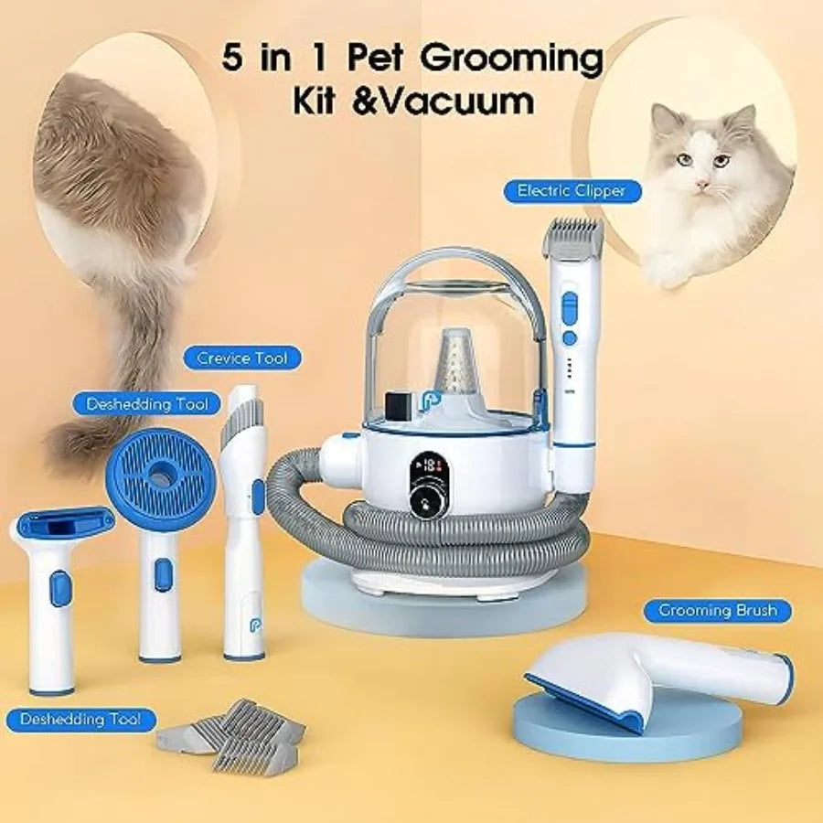 Dog Grooming Vacuum 2.0L Dust Cup Low Noise Vacuum for Shedding Home Cleaning 5-in-1 Pet Grooming with Upgraded Crevice Tool
