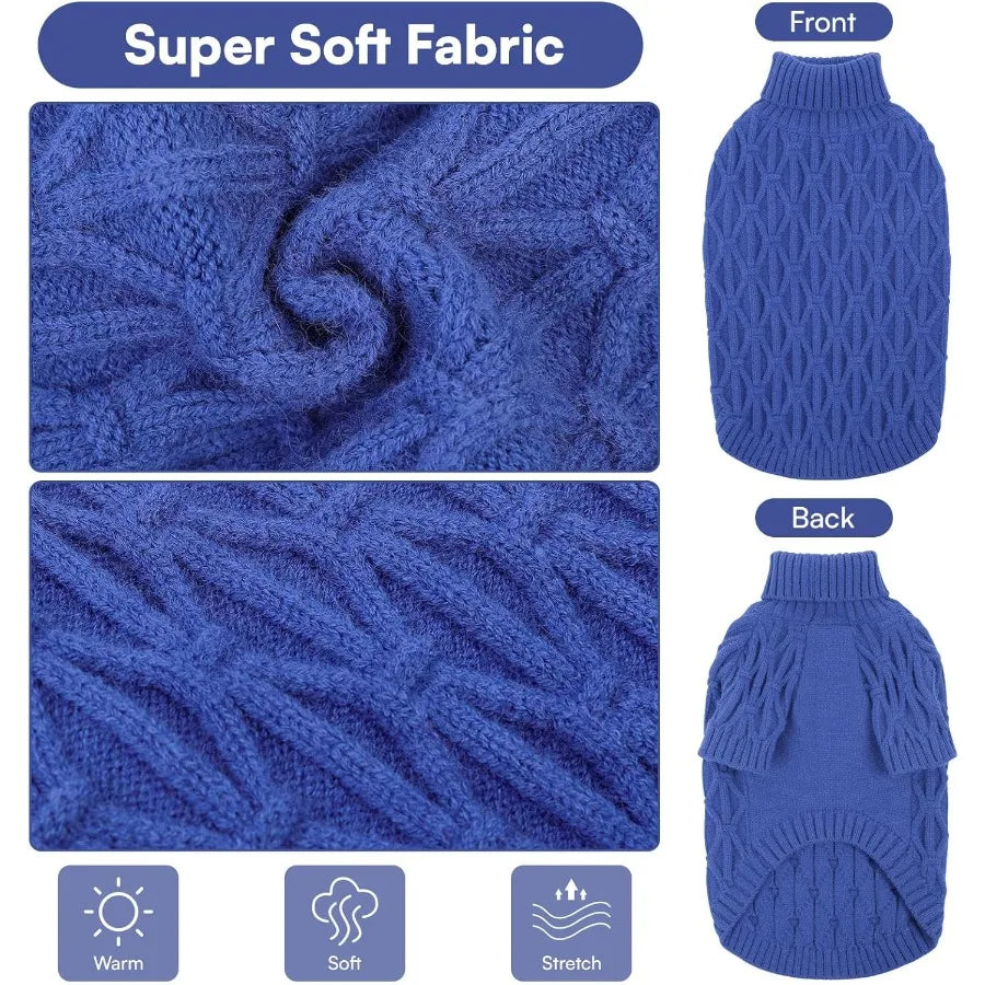 Warm Pullover Dog Sweaters for Small Dogs in Royal Blue Soft Thick Winter Clothing Ideal for Chihuahua Dachshund Yorkie Perfect