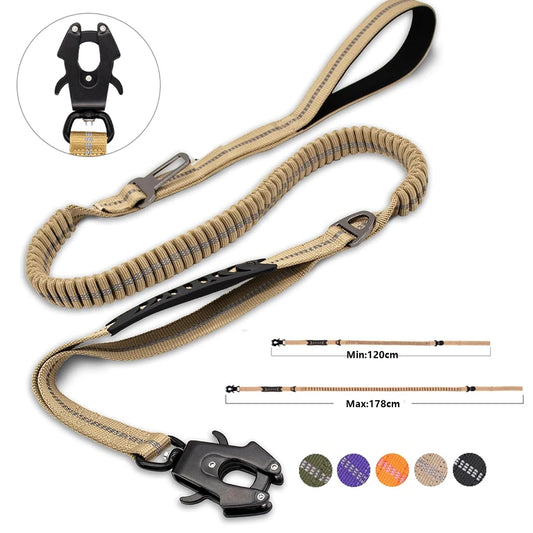 Reflective Shock Absorbing Pet Leash Large Dogs Heavy Duty Tactical Bungee Dog Leash No Pull Dog Leash