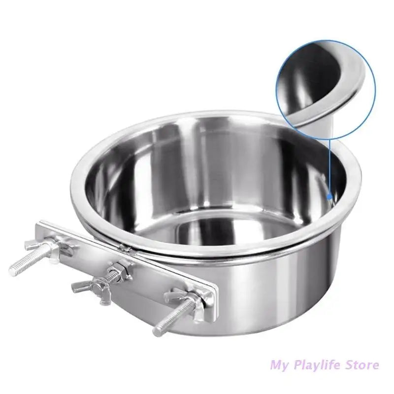 Pet Bowl Can Hang Stationary Dog Cage Bowls Stainless Steel Dog Cats Hanging Bowls Durable Puppy Kitten Feeder Water Food Bowl