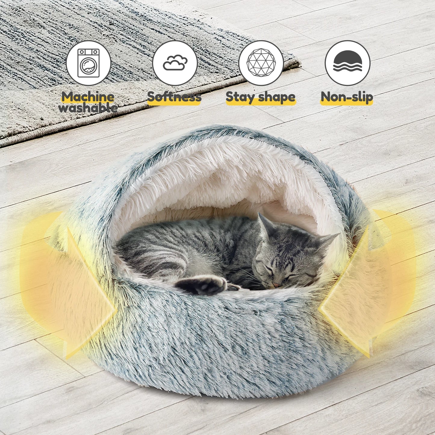 25'' Pet Cat Dog Lovely Cat Beds Nest Soft Comfortable Semi-enclosed Cat Nest Kennel indoor Pet house Supplies for Pet to Rest