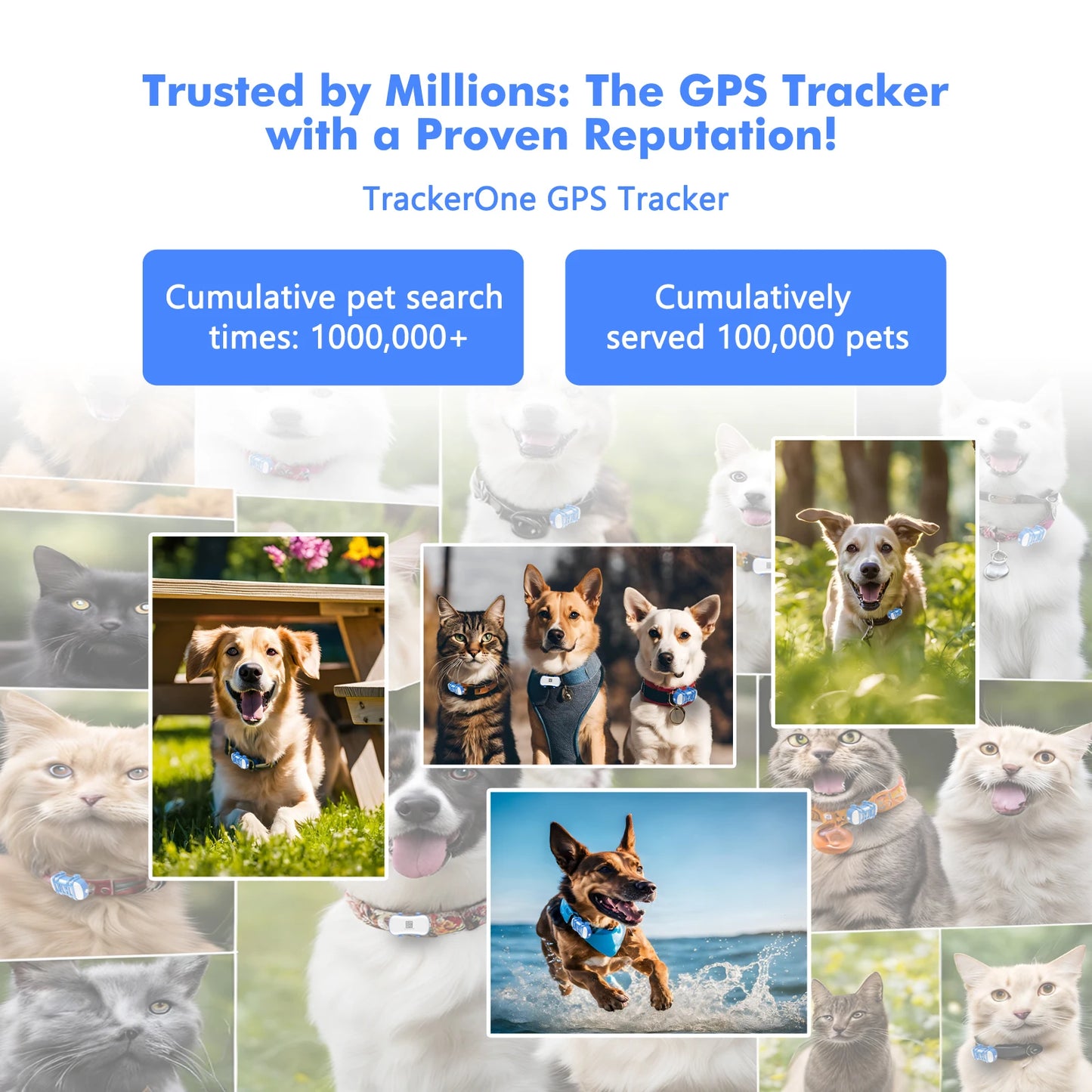 GPS Pet Tracker for Dogs Cats Real Time Tracking Unlimited Distance QR Code Anti-Lost Locator with SIM Subscription Required