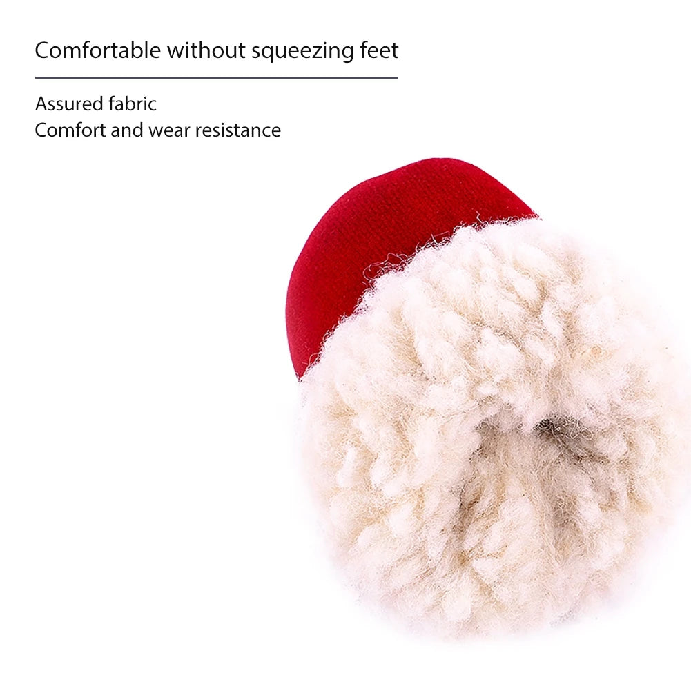 4Pcs Pet Dog Snow Boots Autumn Winter Warm Plush Dog Shoes for Small Medium Dogs Cats S-L Soft with Non-Slip Soles