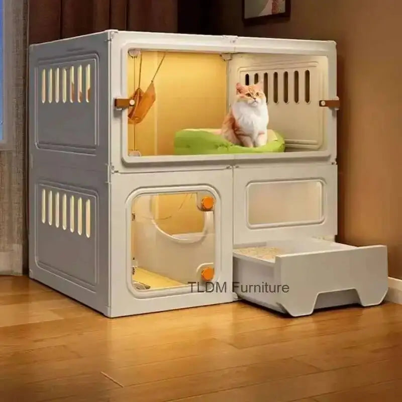Luxury Cat Cage Cats Litter Box Integrated Cat House Minimalist Large Free Space Household Indoor Cages for Cats