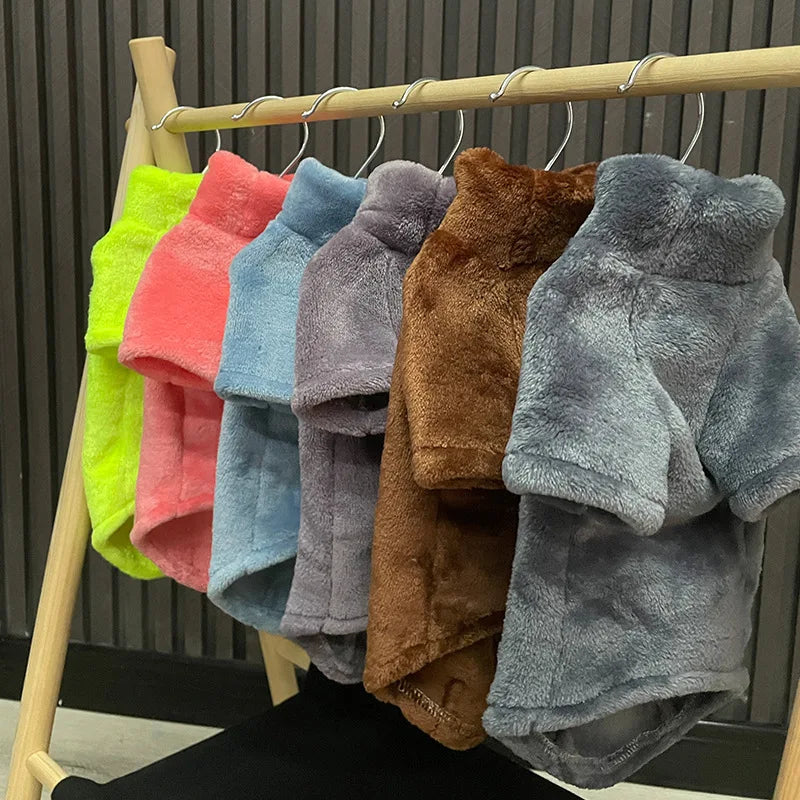 Cat Sweater Coat Turtleneck Winter Warm Cat Clothes Soft Fluff Pullover Sweater