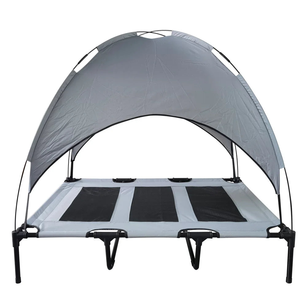 Dog Bed with Canopy Anti Scratch Oxford Fabric Summer Portable Pet Bed Cot Anti Slip Big Size Elevated Cot Indoor Outdoor