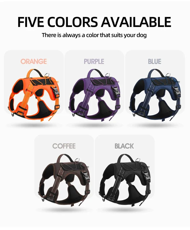 Pet Harness Multi Functional Nylon Reflective Dog Harness Adjustable