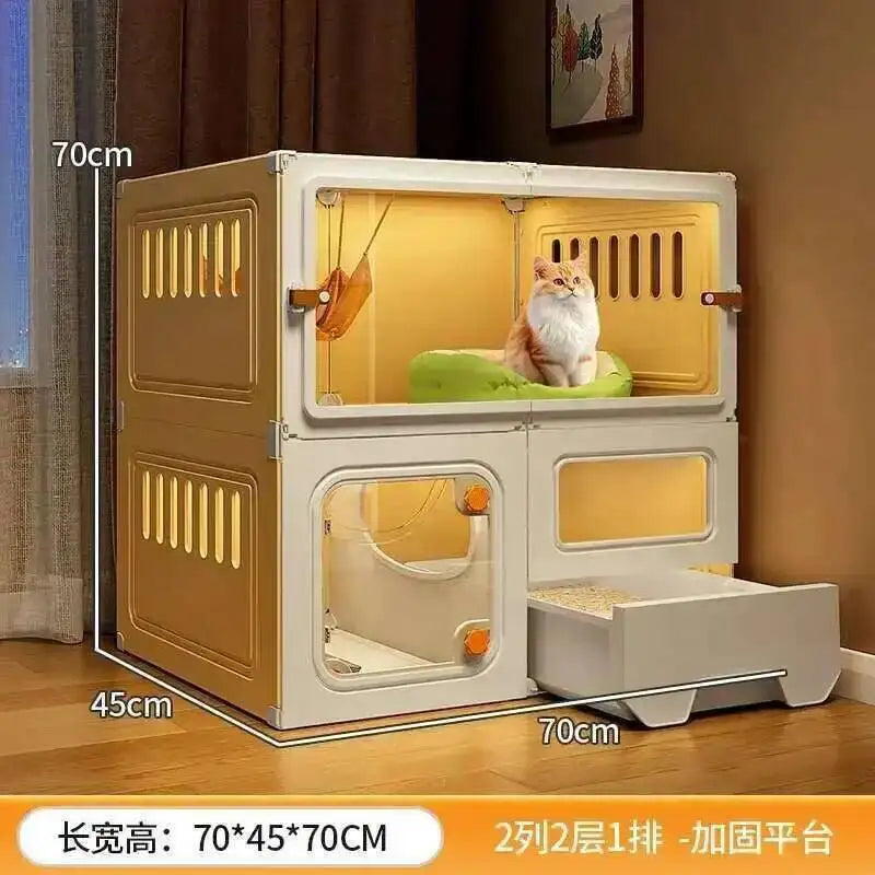 Luxury Cat Cage Cats Litter Box Integrated Cat House Minimalist Large Free Space Household Indoor Cages for Cats