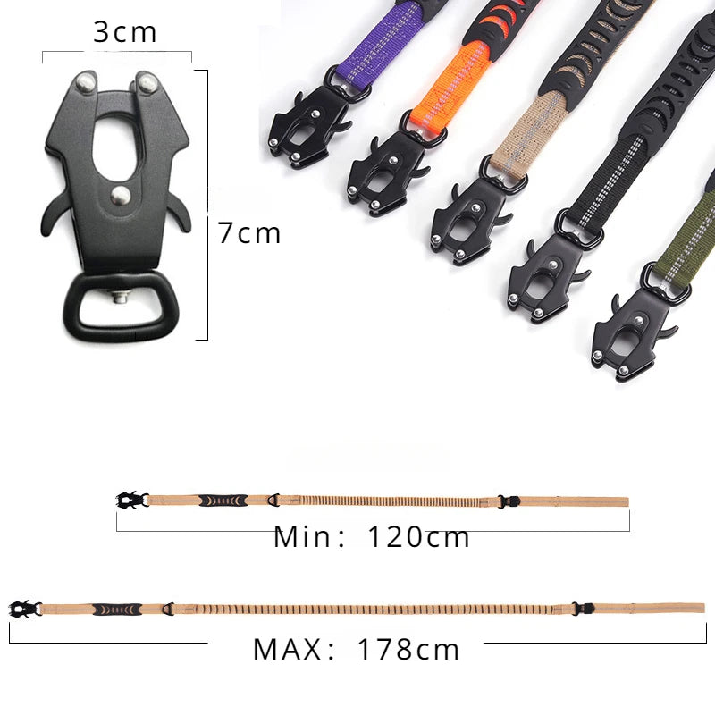 Reflective Shock Absorbing Pet Leash Large Dogs Heavy Duty Tactical Bungee Dog Leash No Pull Dog Leash