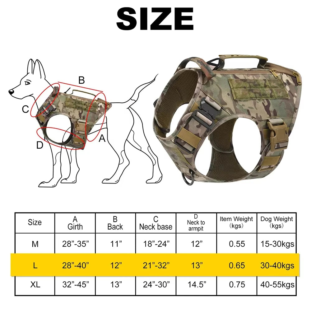 Large Dog Military Dog Harness Molle Bag Pet Multi-Function Harness German Shepherd Harness Dog Tactical Bag
