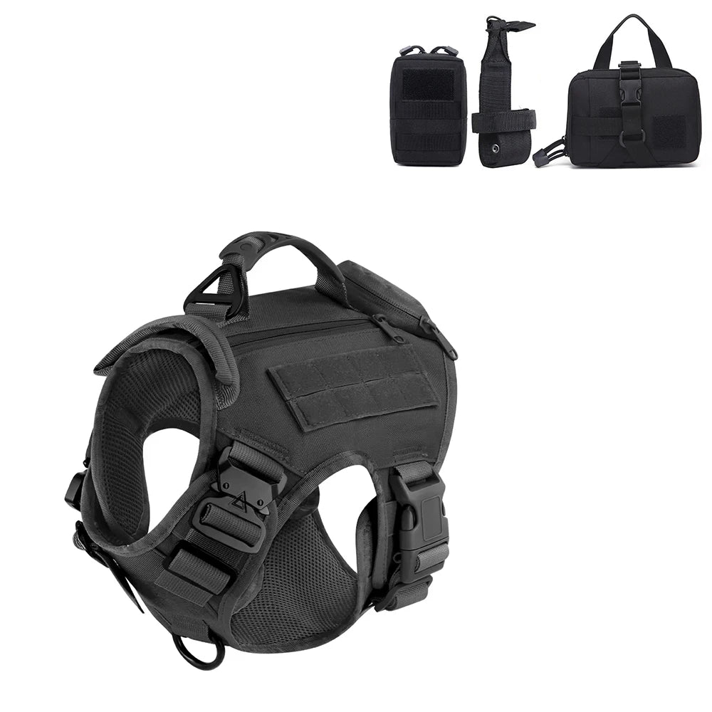 Large Dog Military Dog Harness Molle Bag Pet Multi-Function Harness German Shepherd Harness Dog Tactical Bag