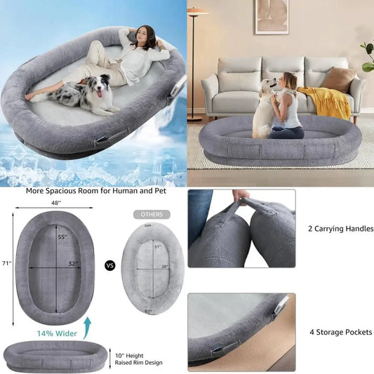 all-season xl dog bed for adults - cool, removable cover, extra large pet bed