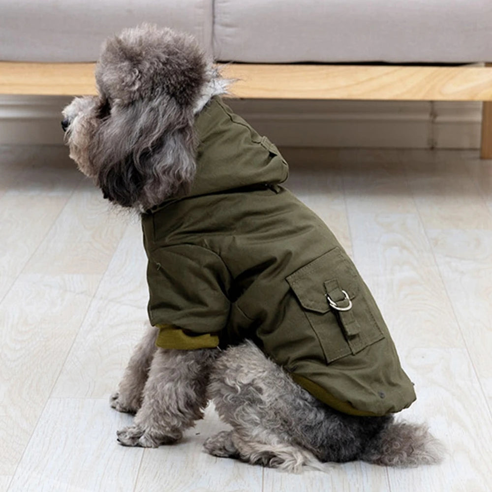 Pet Dog  Jacket With Harness, Winter Heavy Coat, Warm Hoodie Vest, Windproof Outdoor Jacket For Small Medium Large Dog
