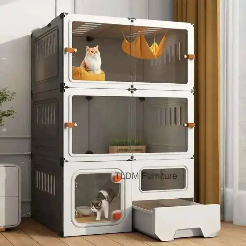 Luxury Cat Cage Cats Litter Box Integrated Cat House Minimalist Large Free Space Household Indoor Cages for Cats
