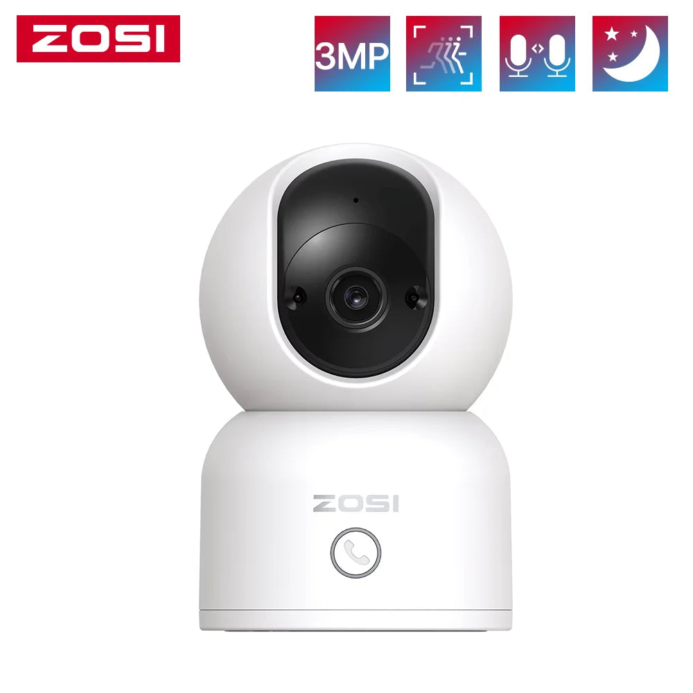 ZOSI C518 Indoor Pan/Tilt Smart Security IP Camera 2K 360° Pet Monitor AI Tracking 2.4G/5G WiFi Surveillance Camera