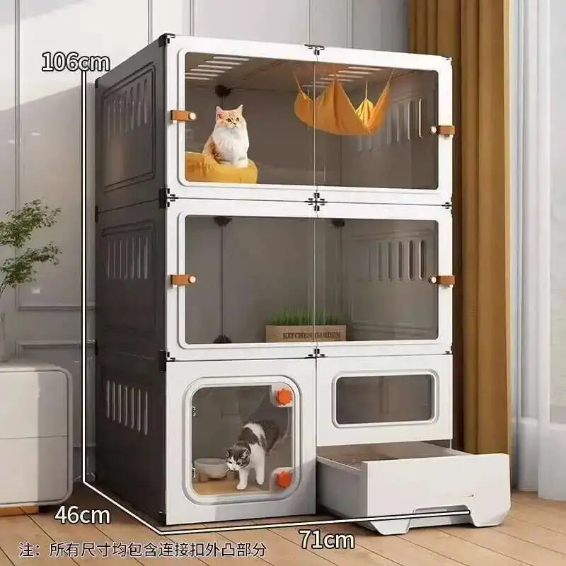 Luxury Cat Cage Cats Litter Box Integrated Cat House Minimalist Large Free Space Household Indoor Cages for Cats