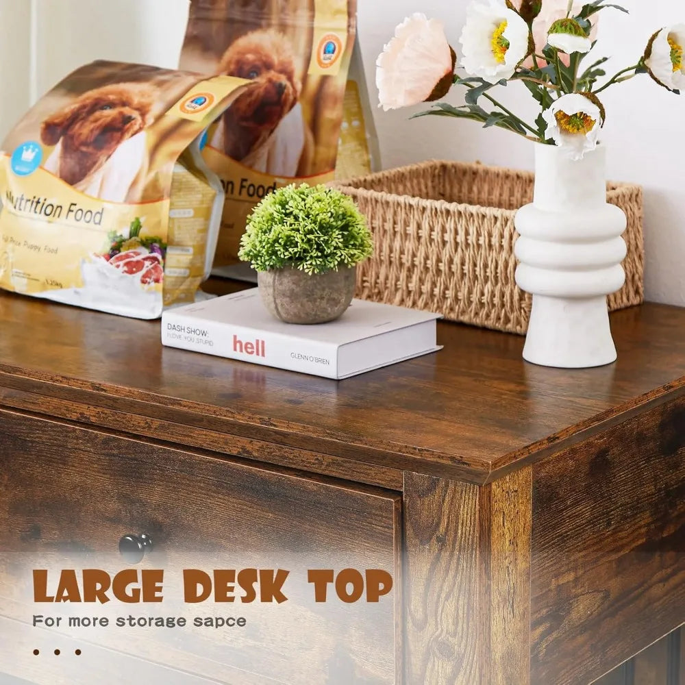 Large 44 Inch Dog Crate Furniture, Wooden Kennel End Table with Storage, Decorative Indoor Pet Cage