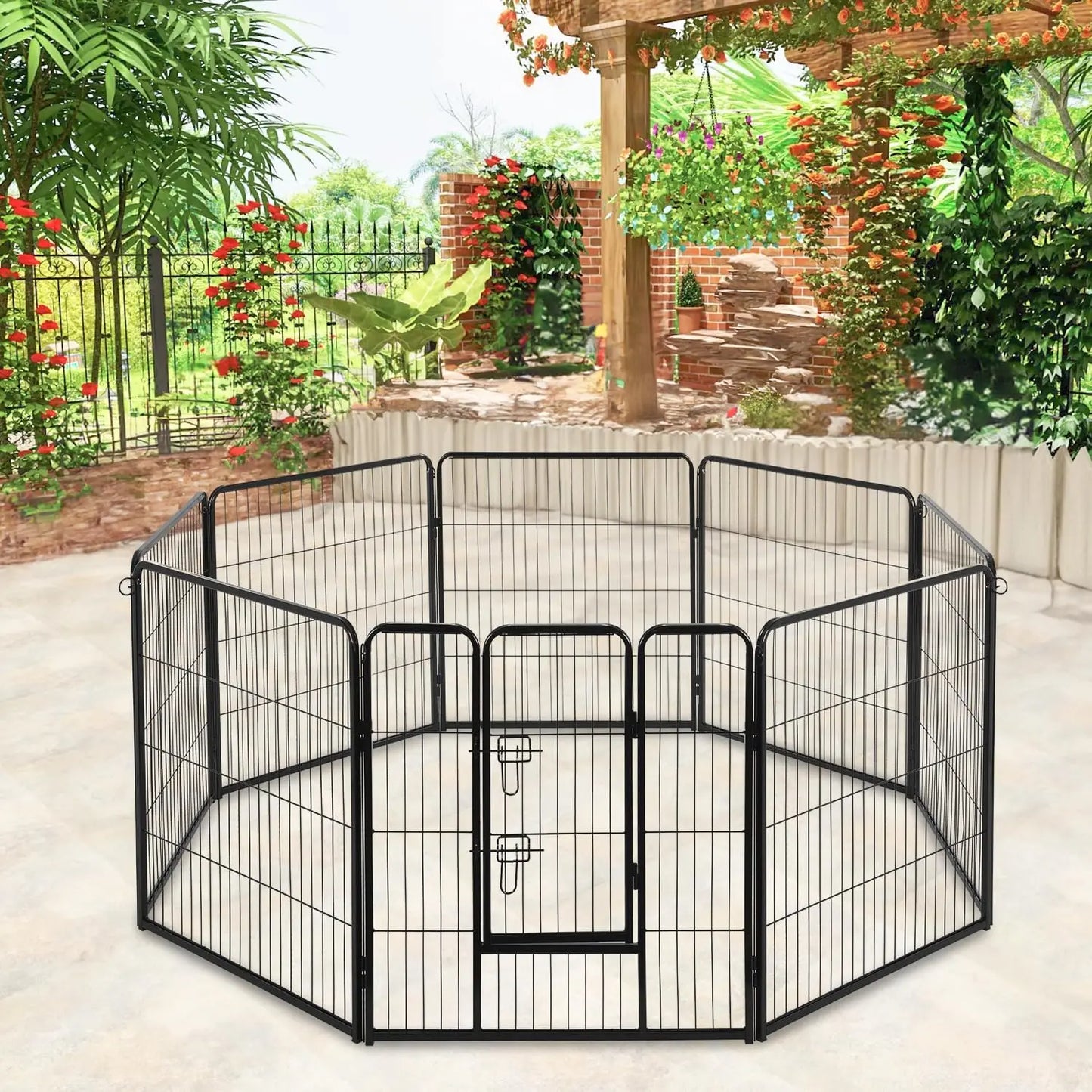 Dog Playpen | 40 Inch, 8 Panels | Heavy Duty Metal Pet Exercise Pen | Indoor Outdoor Fence Panels | Rust-Resistant, Removable