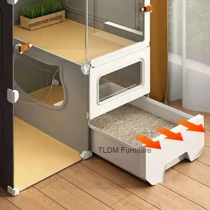Luxury Cat Cage Cats Litter Box Integrated Cat House Minimalist Large Free Space Household Indoor Cages for Cats