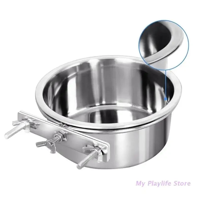 Pet Bowl Can Hang Stationary Dog Cage Bowls Stainless Steel Dog Cats Hanging Bowls Durable Puppy Kitten Feeder Water Food Bowl