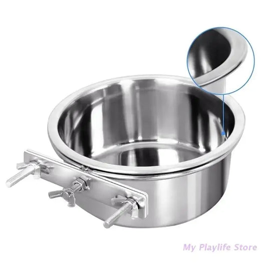Pet Bowl Can Hang Stationary Dog Cage Bowls Stainless Steel Dog Cats Hanging Bowls Durable Puppy Kitten Feeder Water Food Bowl