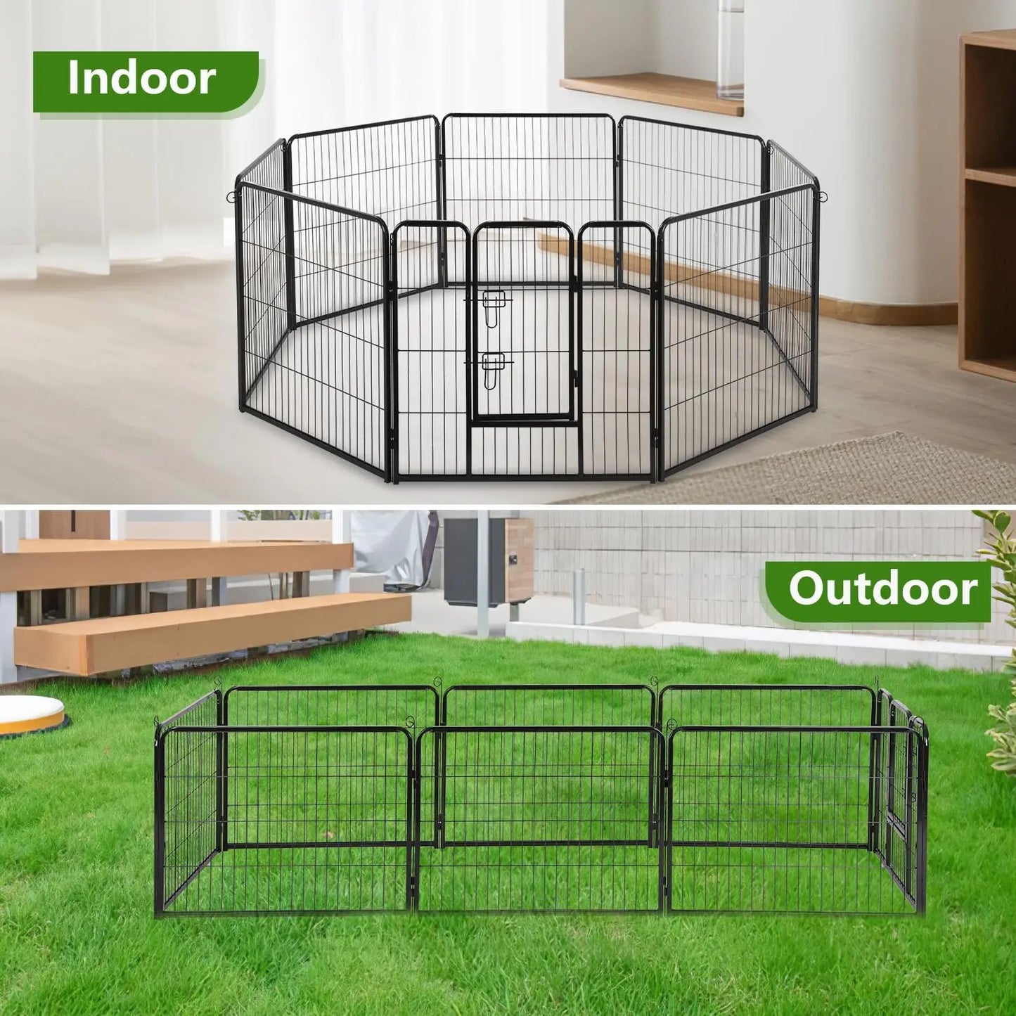 Dog Playpen | 40 Inch, 8 Panels | Heavy Duty Metal Pet Exercise Pen | Indoor Outdoor Fence Panels | Rust-Resistant, Removable