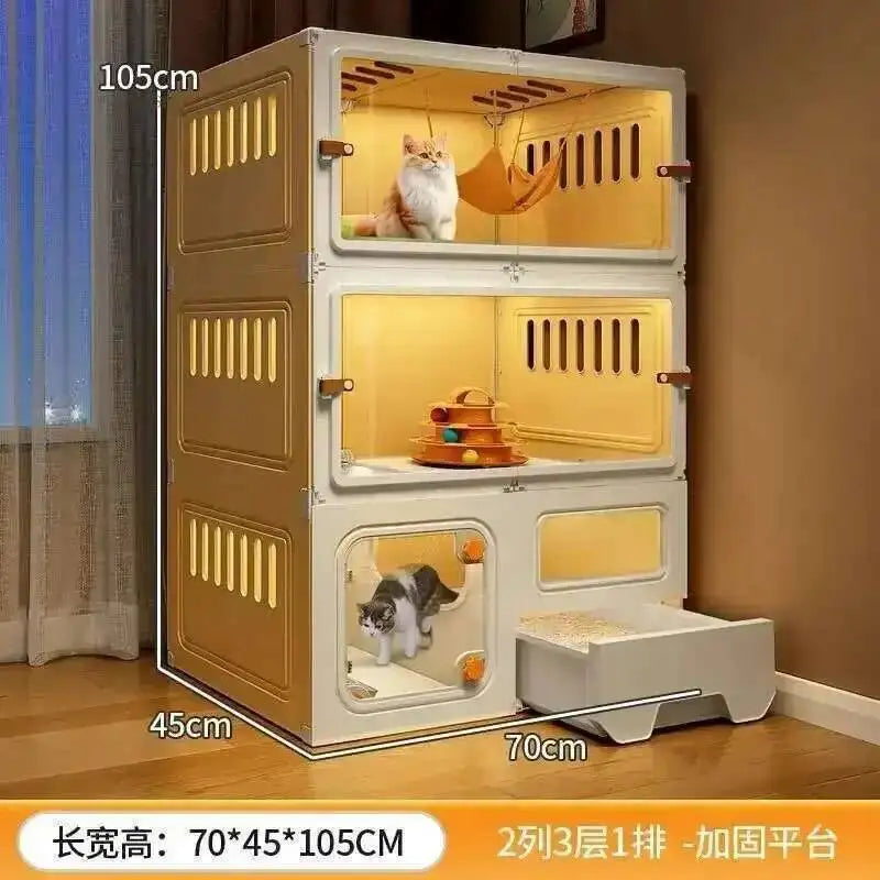 Luxury Cat Cage Cats Litter Box Integrated Cat House Minimalist Large Free Space Household Indoor Cages for Cats