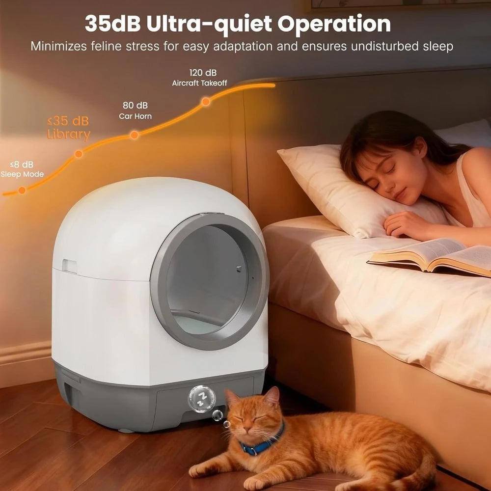 Automatic Self-Cleaning Cat Litter Box with Odor Control Infrared Sensor Sleep Mode and Remote App Control. Customized