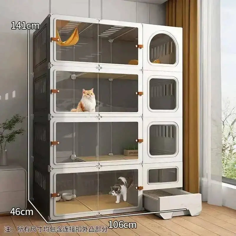 Luxury Cat Cage Cats Litter Box Integrated Cat House Minimalist Large Free Space Household Indoor Cages for Cats