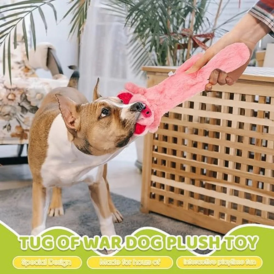 10 Pack Squeaky Plush Dog Toys No Stuffing Crinkle Chew Toys for Small Medium Large Breeds Durable Squirrel Raccoon Skunk Anima