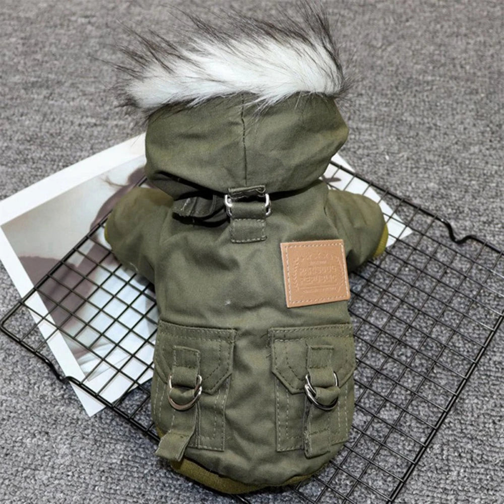 Pet Dog  Jacket With Harness, Winter Heavy Coat, Warm Hoodie Vest, Windproof Outdoor Jacket For Small Medium Large Dog