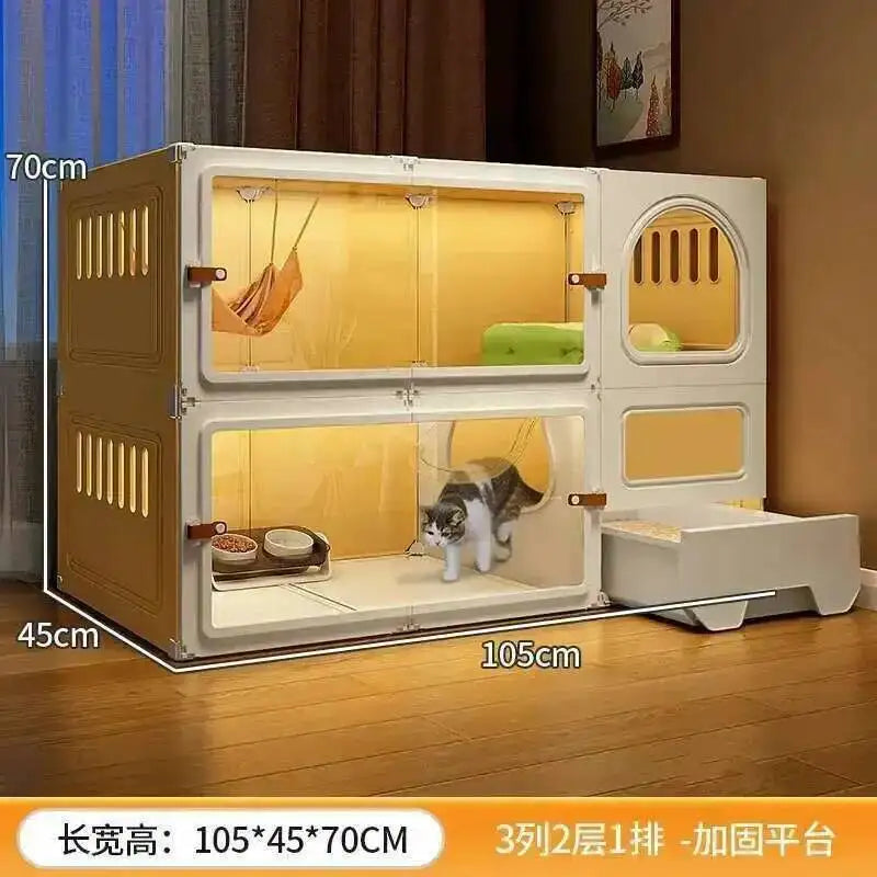 Luxury Cat Cage Cats Litter Box Integrated Cat House Minimalist Large Free Space Household Indoor Cages for Cats