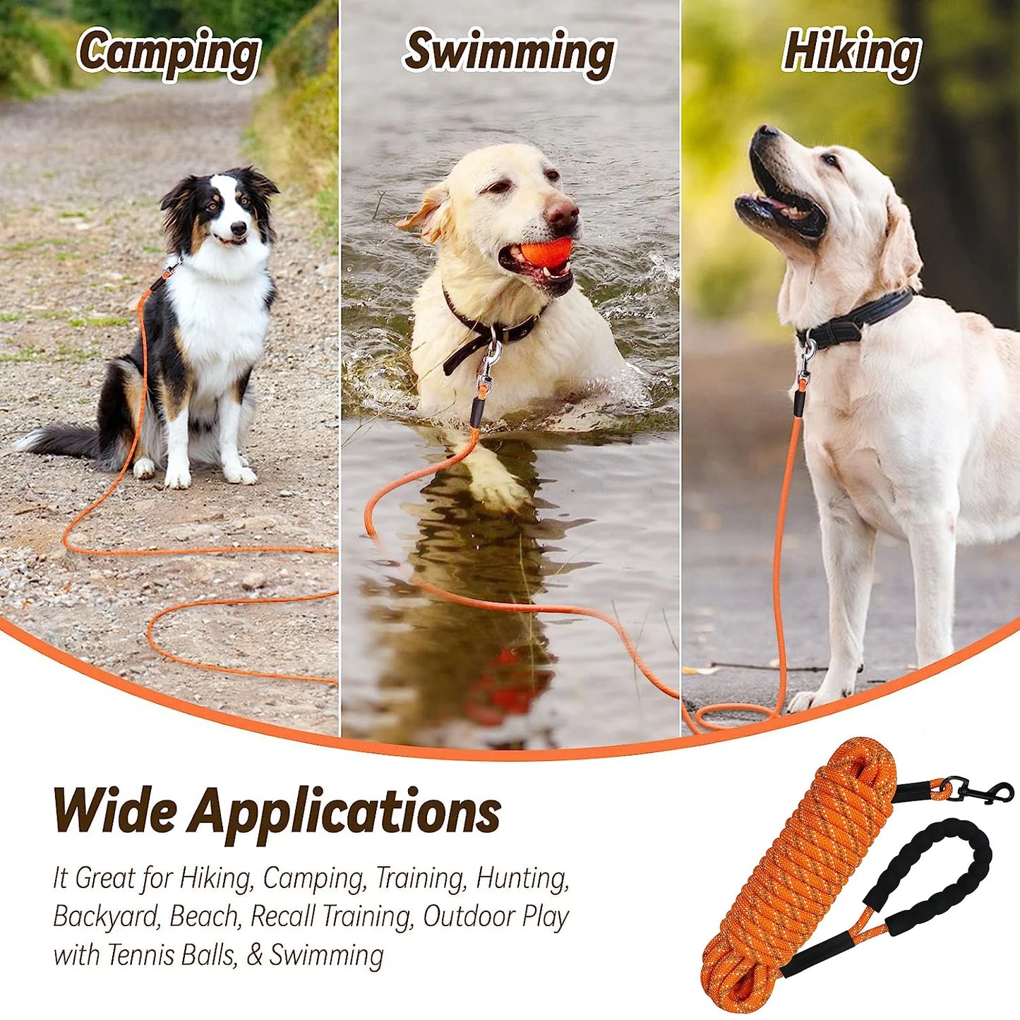 Dog Leash Reflective Long Lead Training Tracking Line
