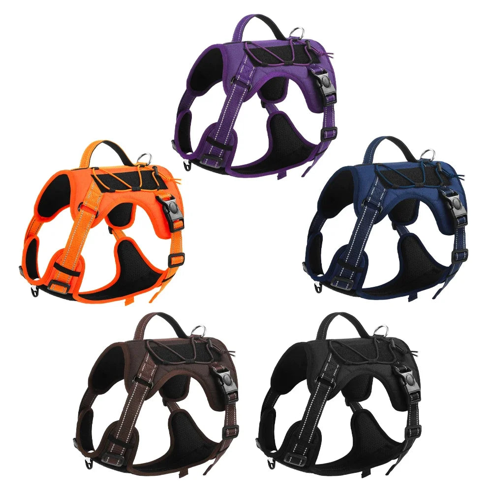 Pet Harness Multi Functional Nylon Reflective Dog Harness Adjustable