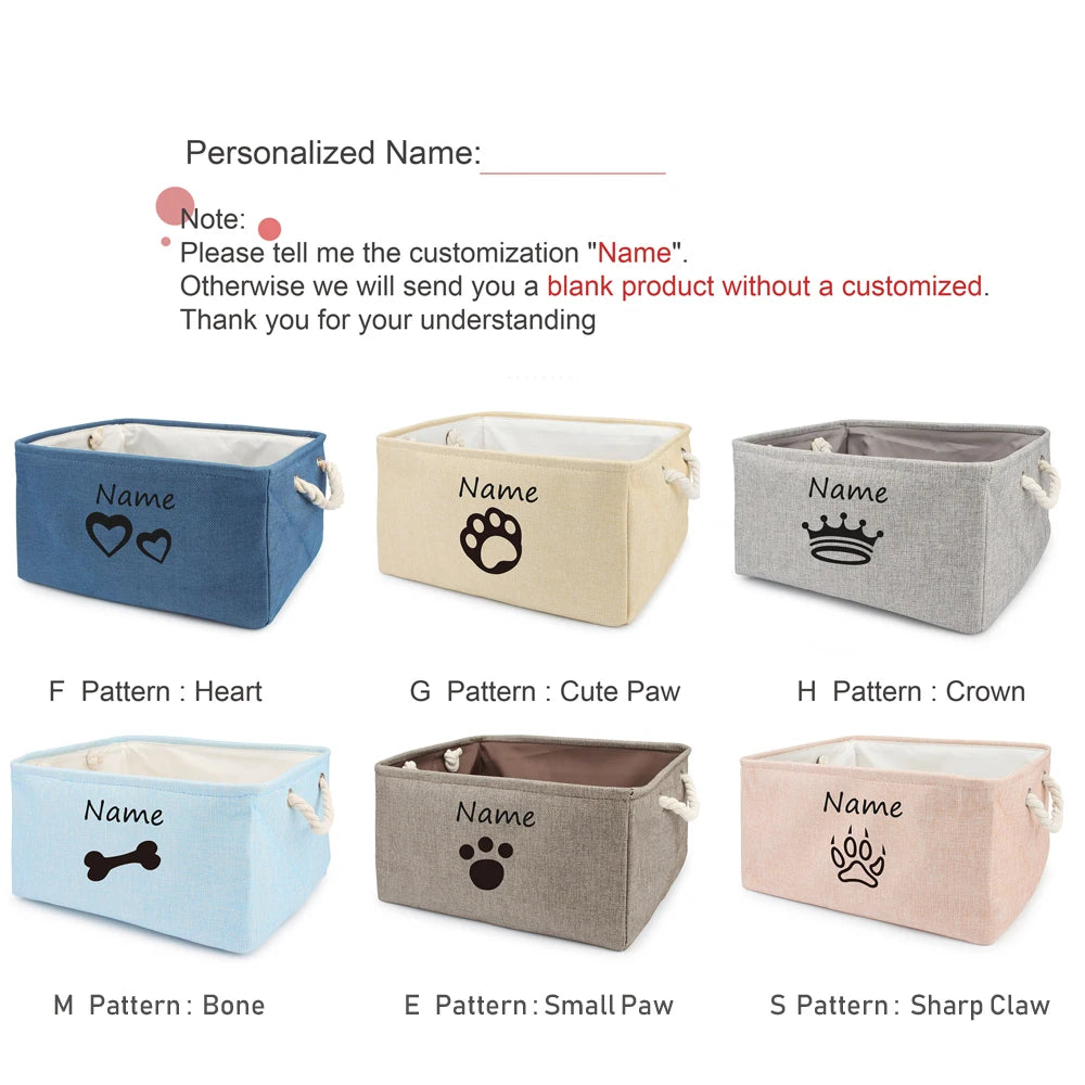 Personalized Cat and Dog Toy Storage Basket